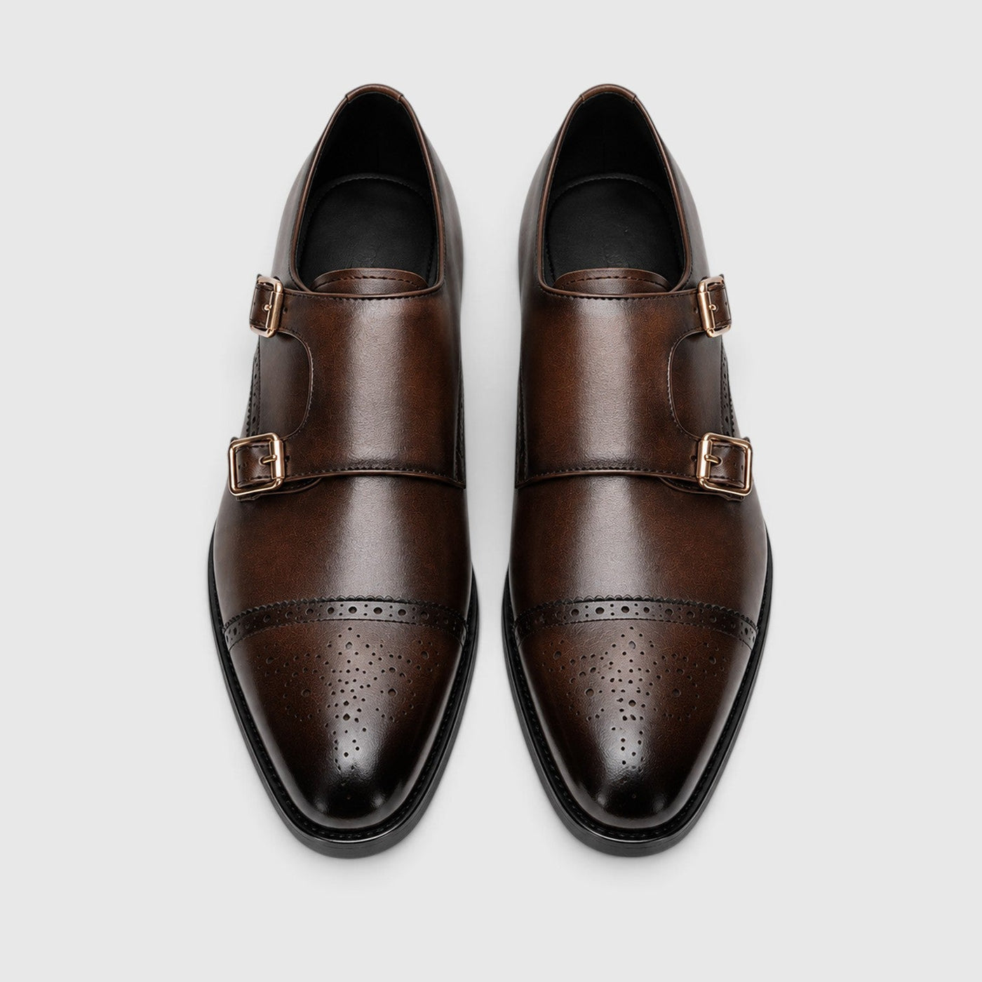 Montarello Men's Formal Shoes Double Monk Strap Leather-Look
