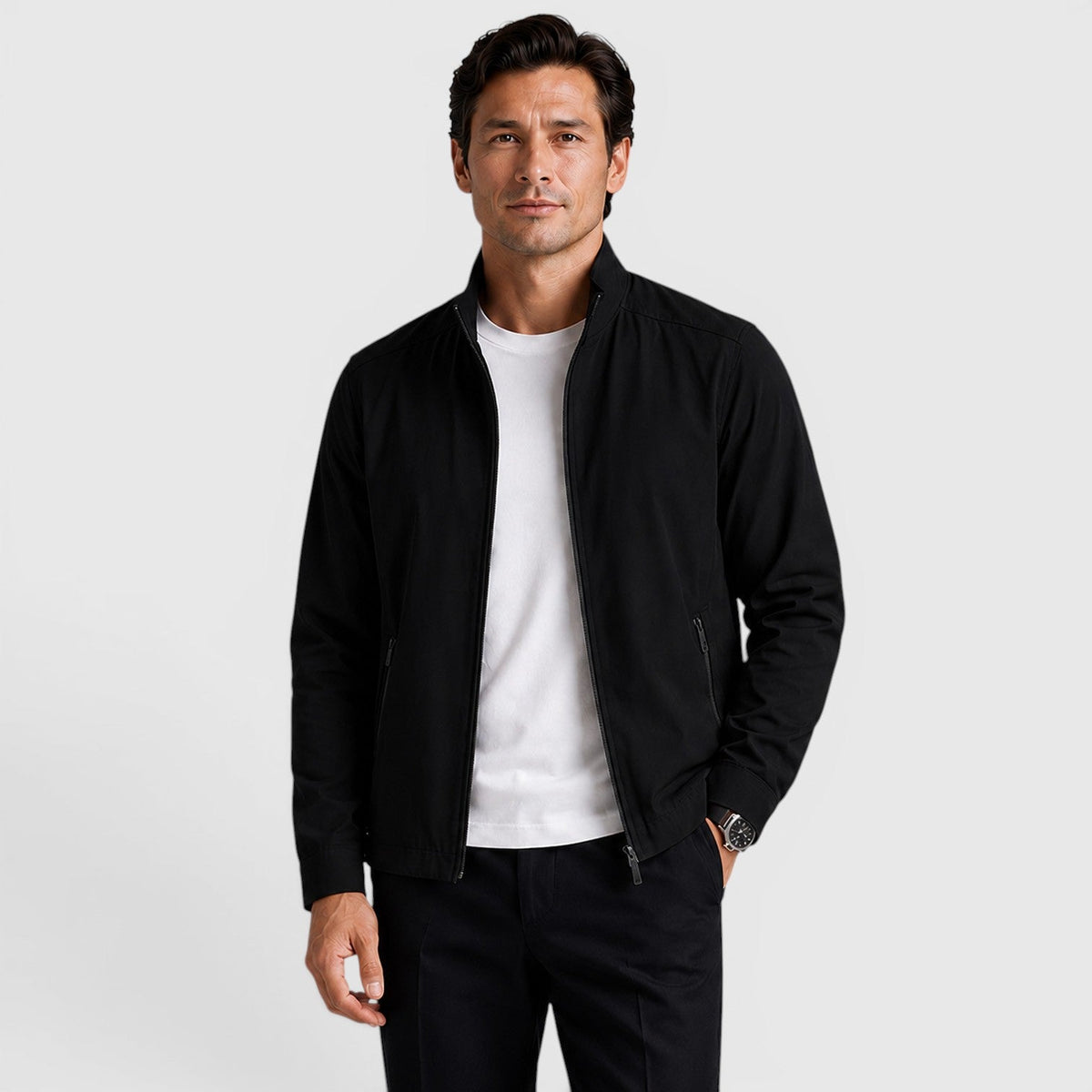 Monvaline Men's Zip Up Jacket Lightweight Tailored Minimalist Everyday