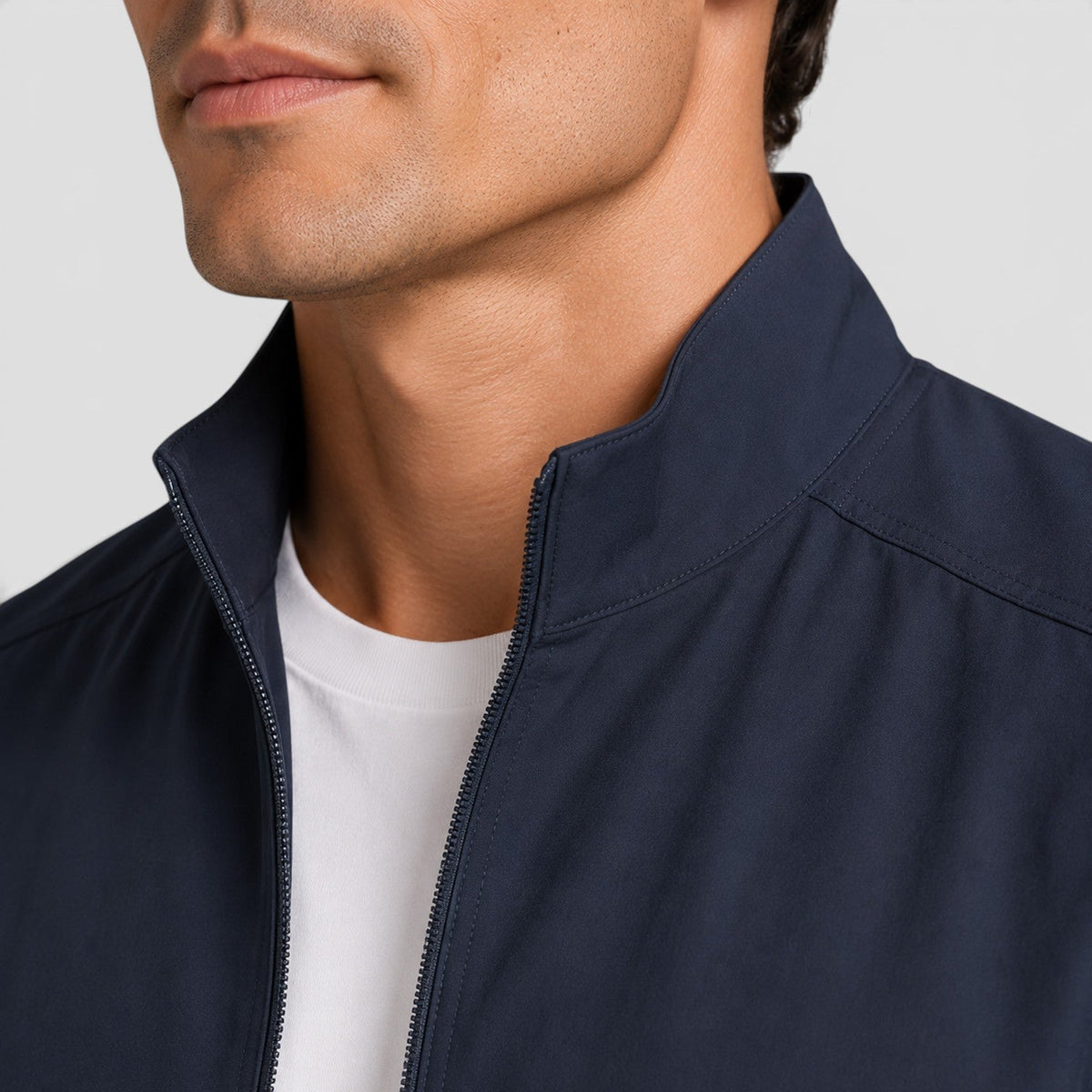 Monvaline Men's Zip Up Jacket Lightweight Tailored Minimalist Everyday