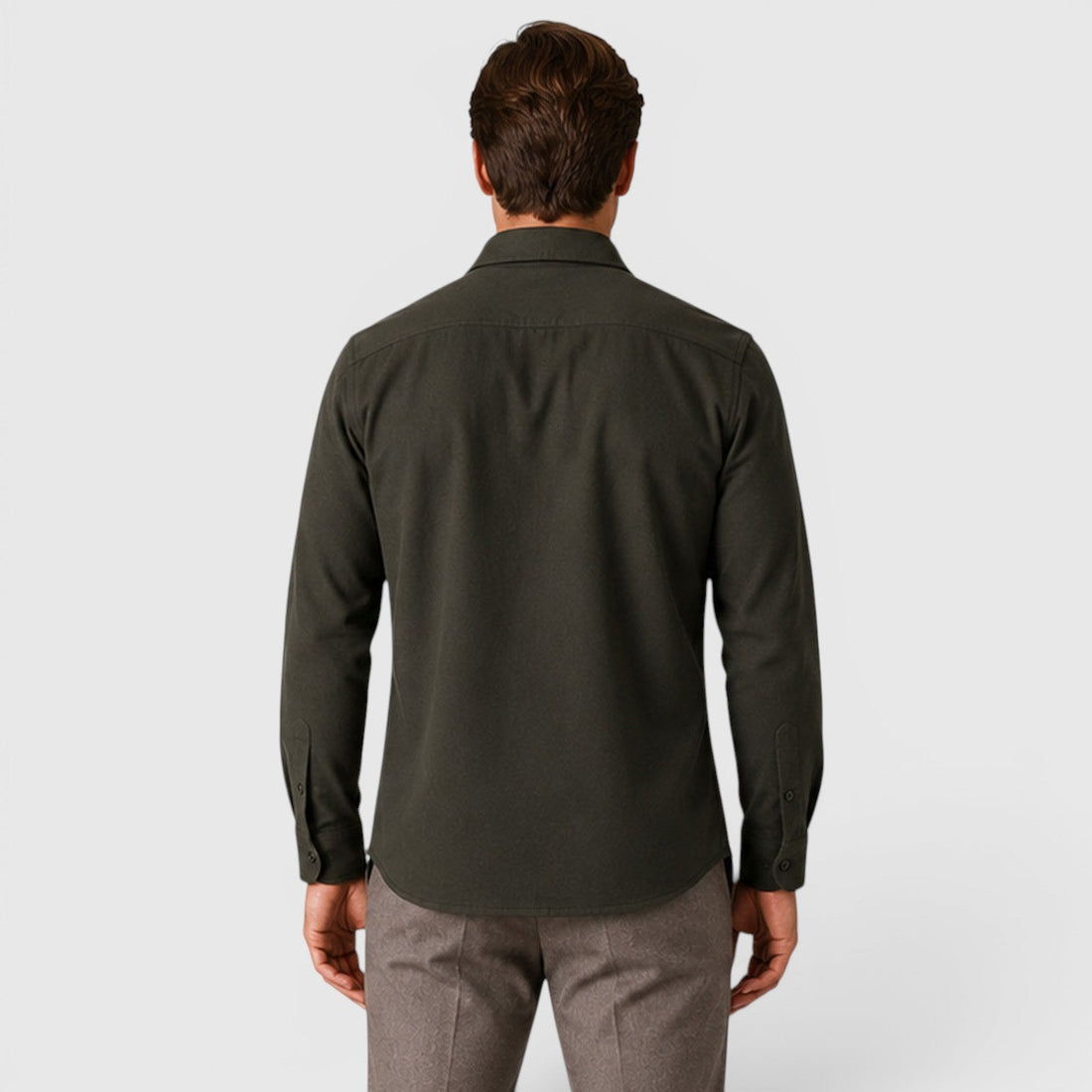 Montarello Men's Overshirt Brushed Cotton-Look Slim Fit