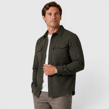 Montarello Men's Overshirt Brushed Cotton-Look Slim Fit