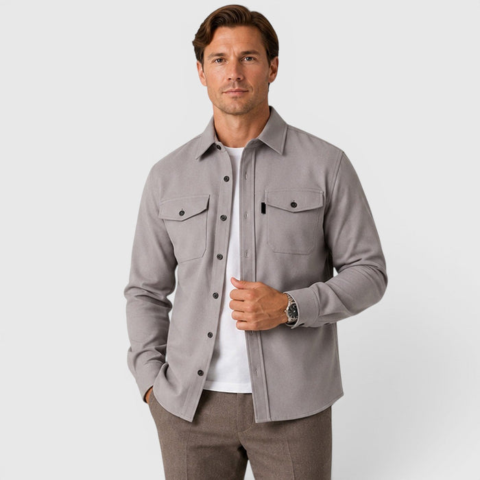 Montarello Men's Overshirt Brushed Cotton-Look Slim Fit