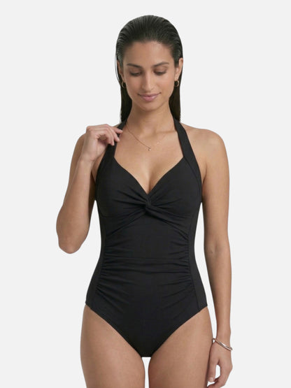 Montarello Women's Ruched Halter Neck One-Piece Swimsuit