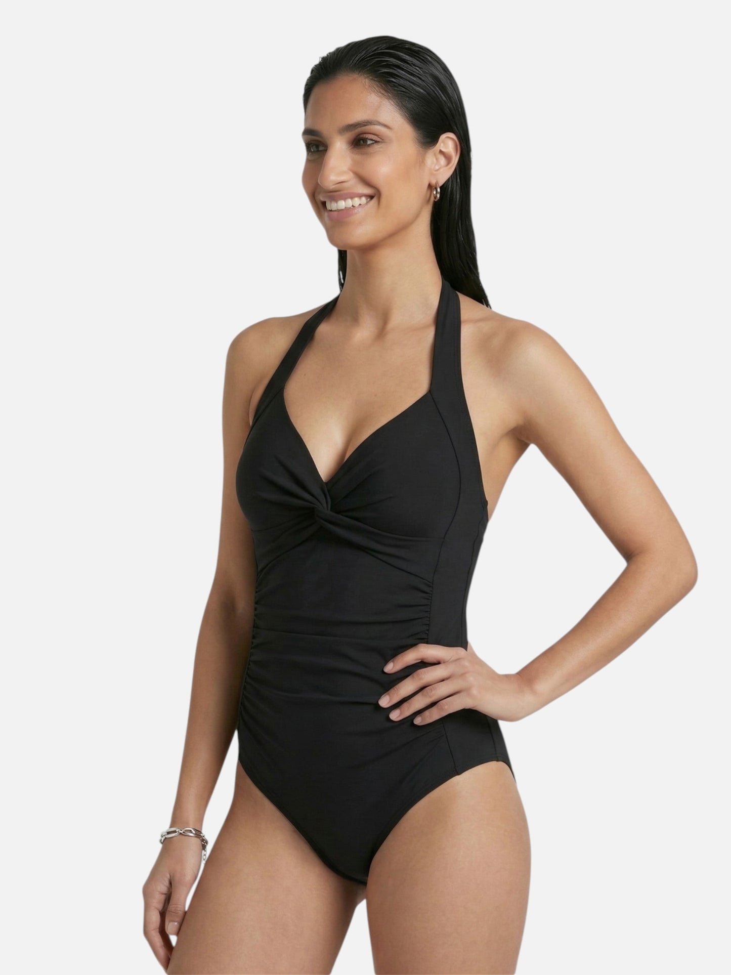 Montarello Women's Ruched Halter Neck One-Piece Swimsuit