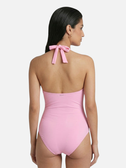 Montarello Women's Ruched Halter Neck One-Piece Swimsuit