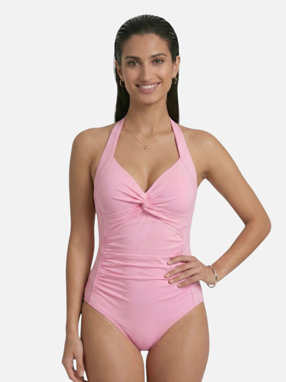 Montarello Women's Ruched Halter Neck One-Piece Swimsuit