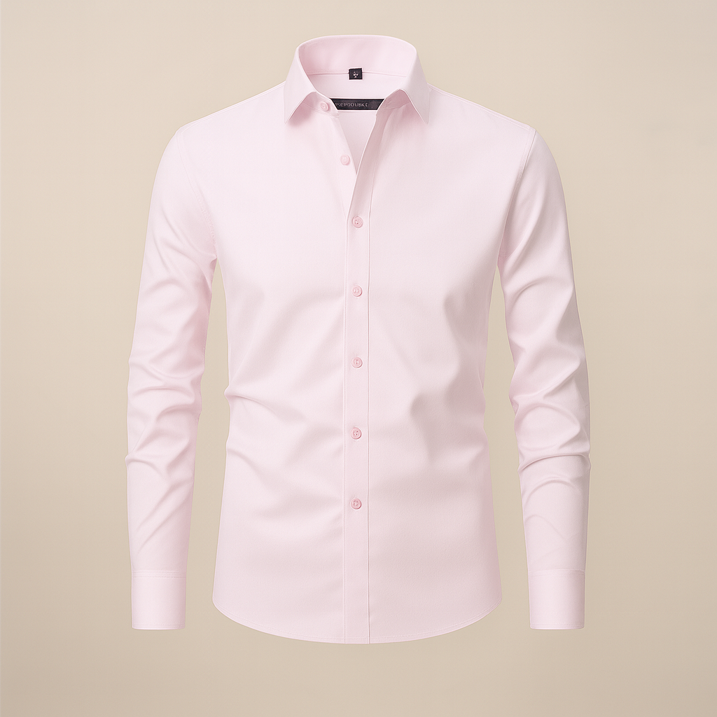 Montarello Men's Wrinkle-Free Formal Shirt with Point Collar