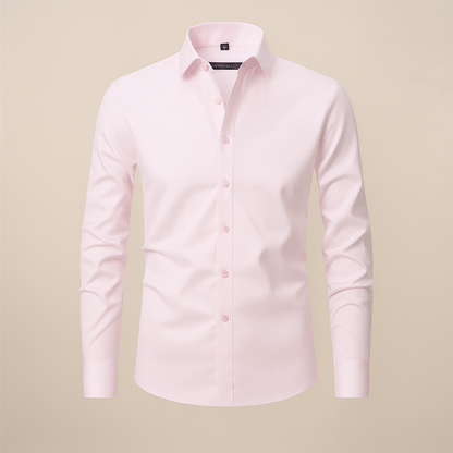 Montarello Men's Wrinkle-Free Formal Shirt with Point Collar