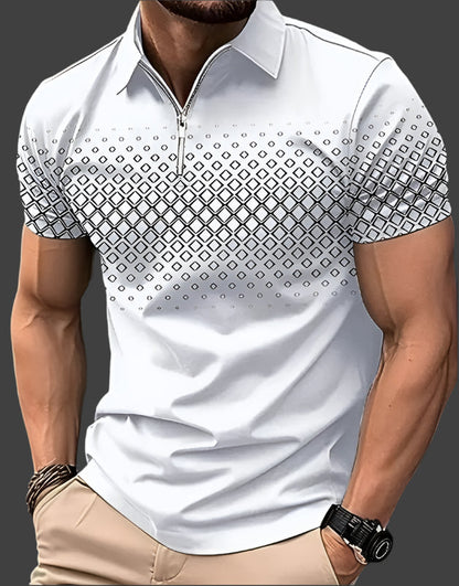 Montarello Men's Patterned Short Sleeve Polo Shirt
