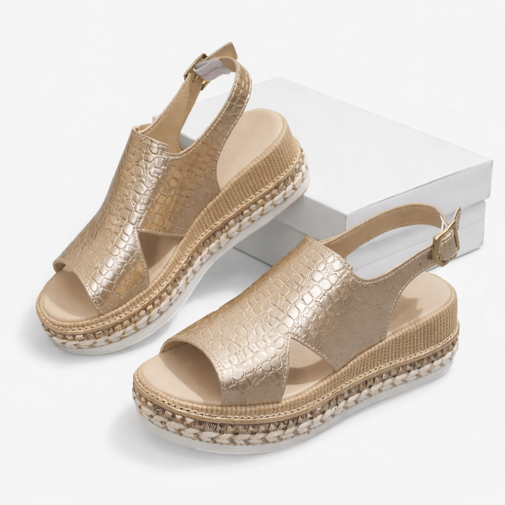 Montarello Women's Metallic Espadrille Slingback Wedge Sandals