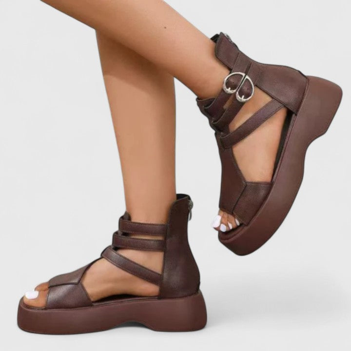 Montarello Women's Multi-Strap Buckle Platform Sandals