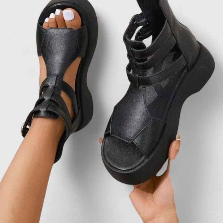 Montarello Women's Multi-Strap Buckle Platform Sandals