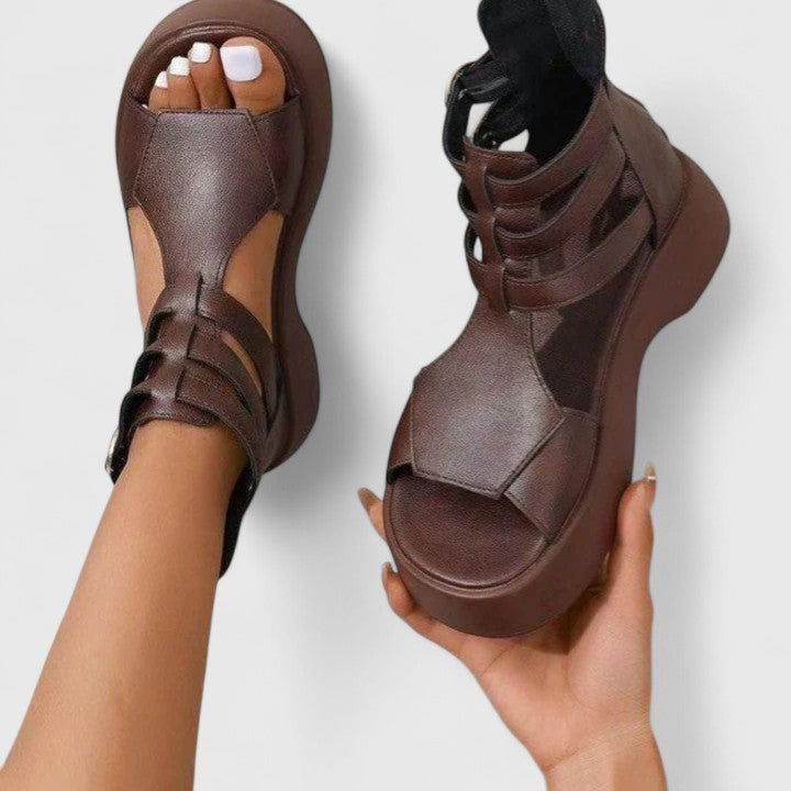 Montarello Women's Multi-Strap Buckle Platform Sandals