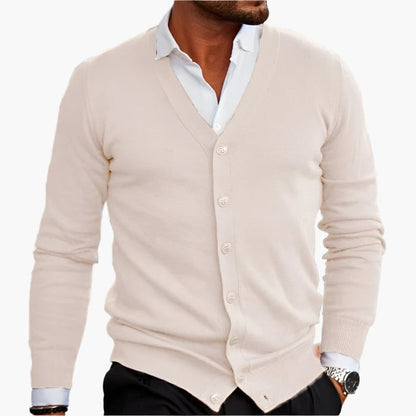Montarello Men's V-Neck Button Cardigan Knit