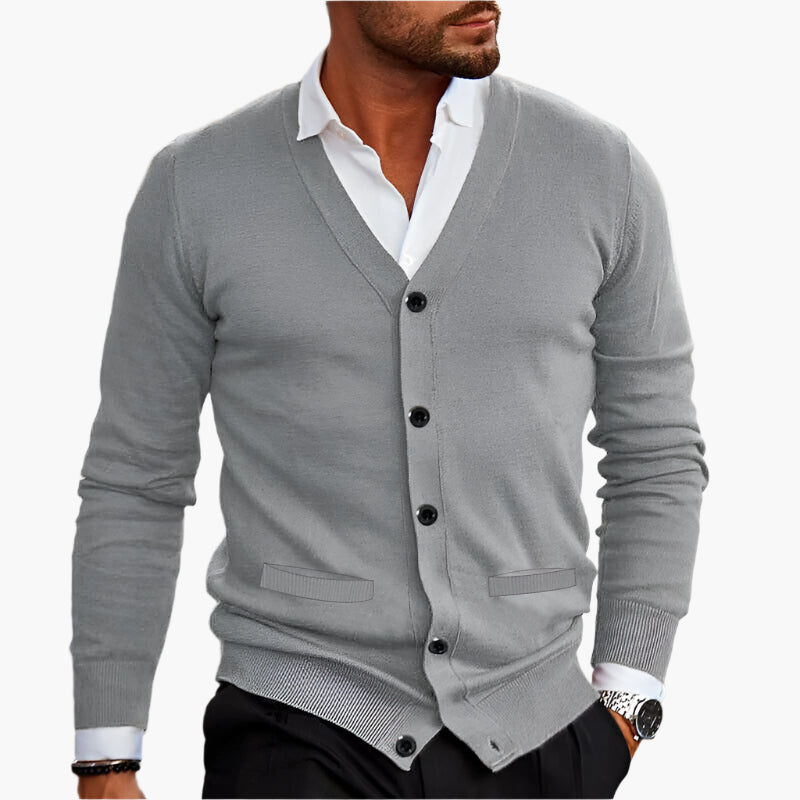 Montarello Men's V-Neck Button Cardigan Knit