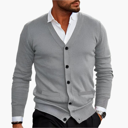 Montarello Men's V-Neck Button Cardigan Knit