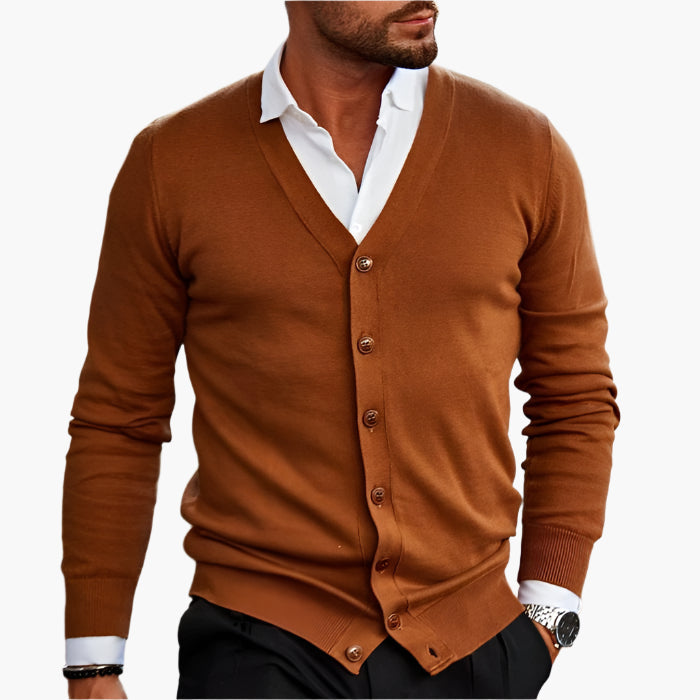 Montarello Men's V-Neck Button Cardigan Knit