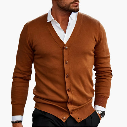 Montarello Men's V-Neck Button Cardigan Knit