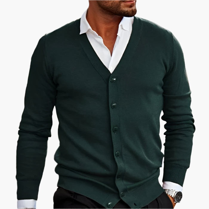 Montarello Men's V-Neck Button Cardigan Knit