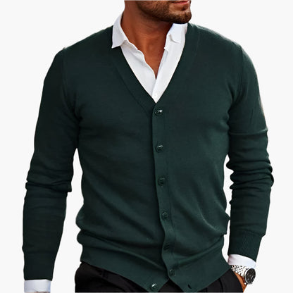 Montarello Men's V-Neck Button Cardigan Knit