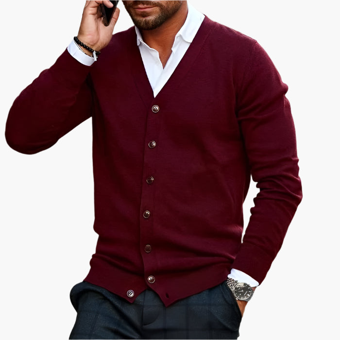 Montarello Men's V-Neck Button Cardigan Knit