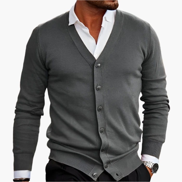 Montarello Men's V-Neck Button Cardigan Knit