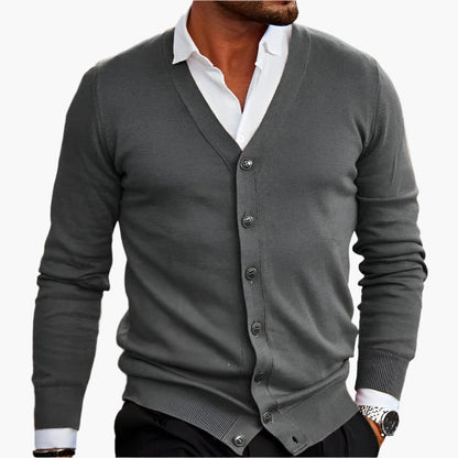 Montarello Men's V-Neck Button Cardigan Knit