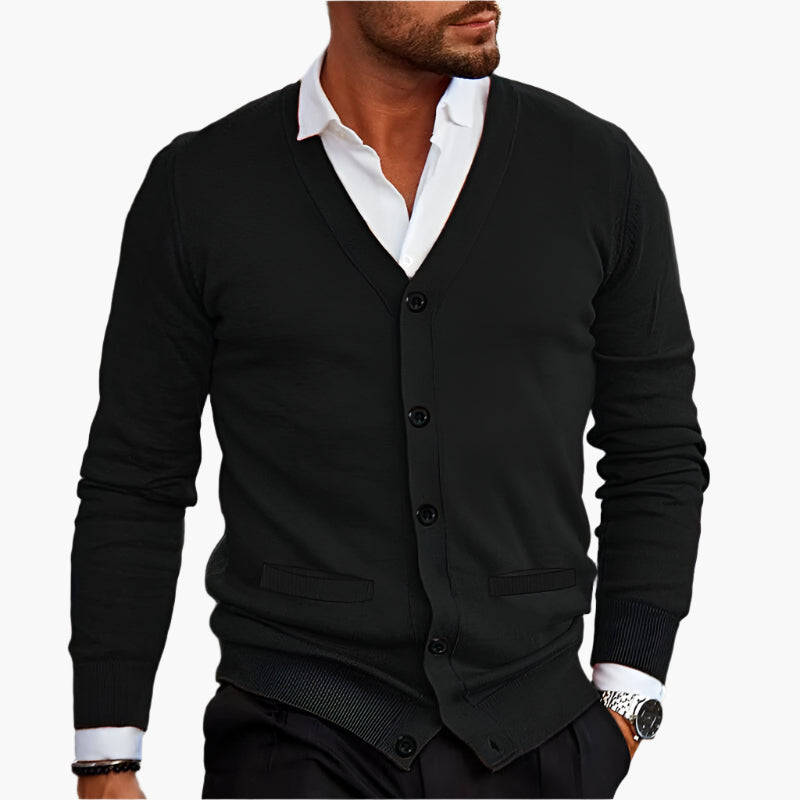 Montarello Men's V-Neck Button Cardigan Knit