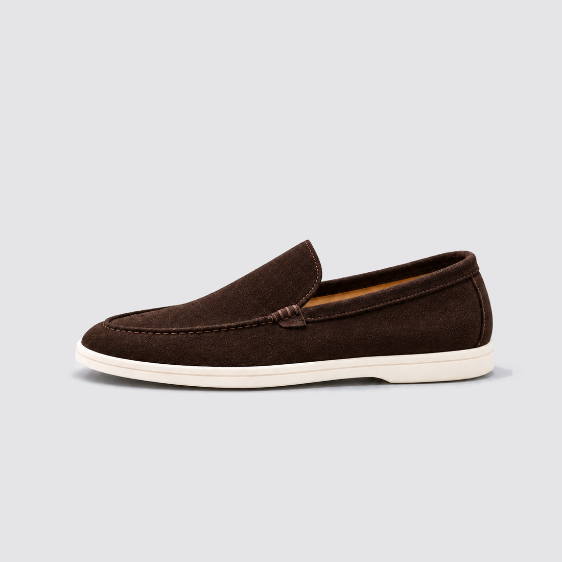 Brown shoe, side view, background #e5e5e7