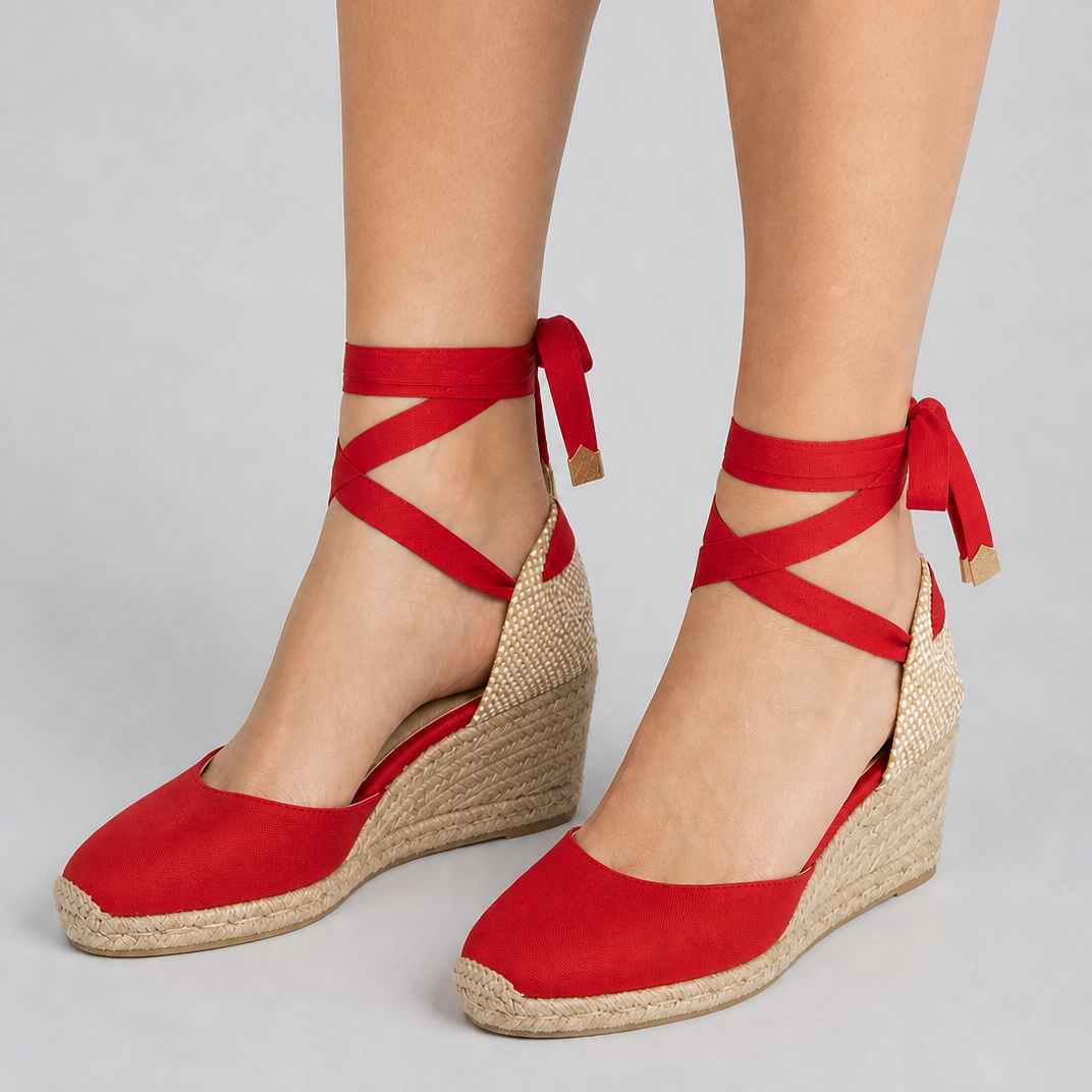 Montarello Women's Closed-Toe Ankle-Tie Jute Wedge Espadrille Sandals