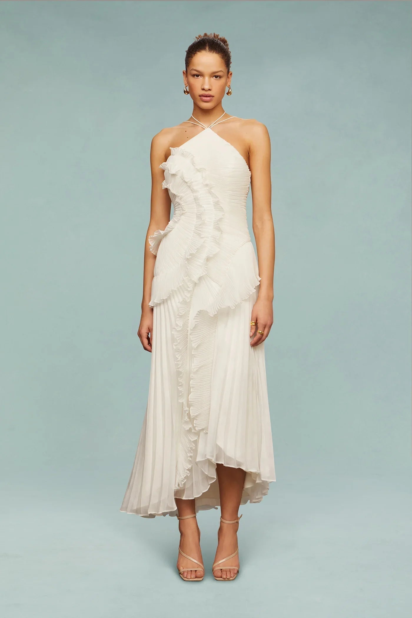 Montarello Ruffle Halter Neck Maxi Dress Wedding Guest