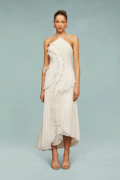 Montarello Ruffle Halter Neck Maxi Dress Wedding Guest