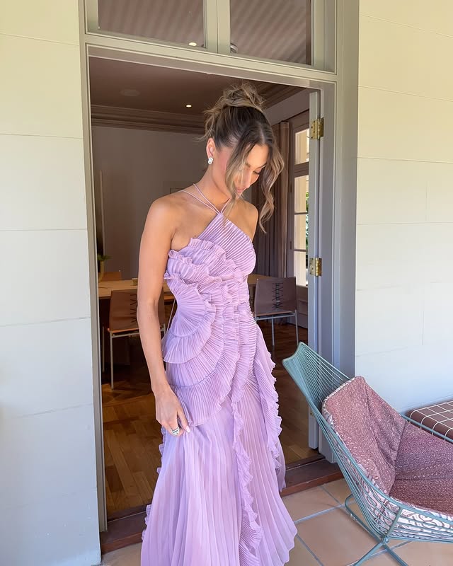 Montarello Ruffle Halter Neck Maxi Dress Wedding Guest