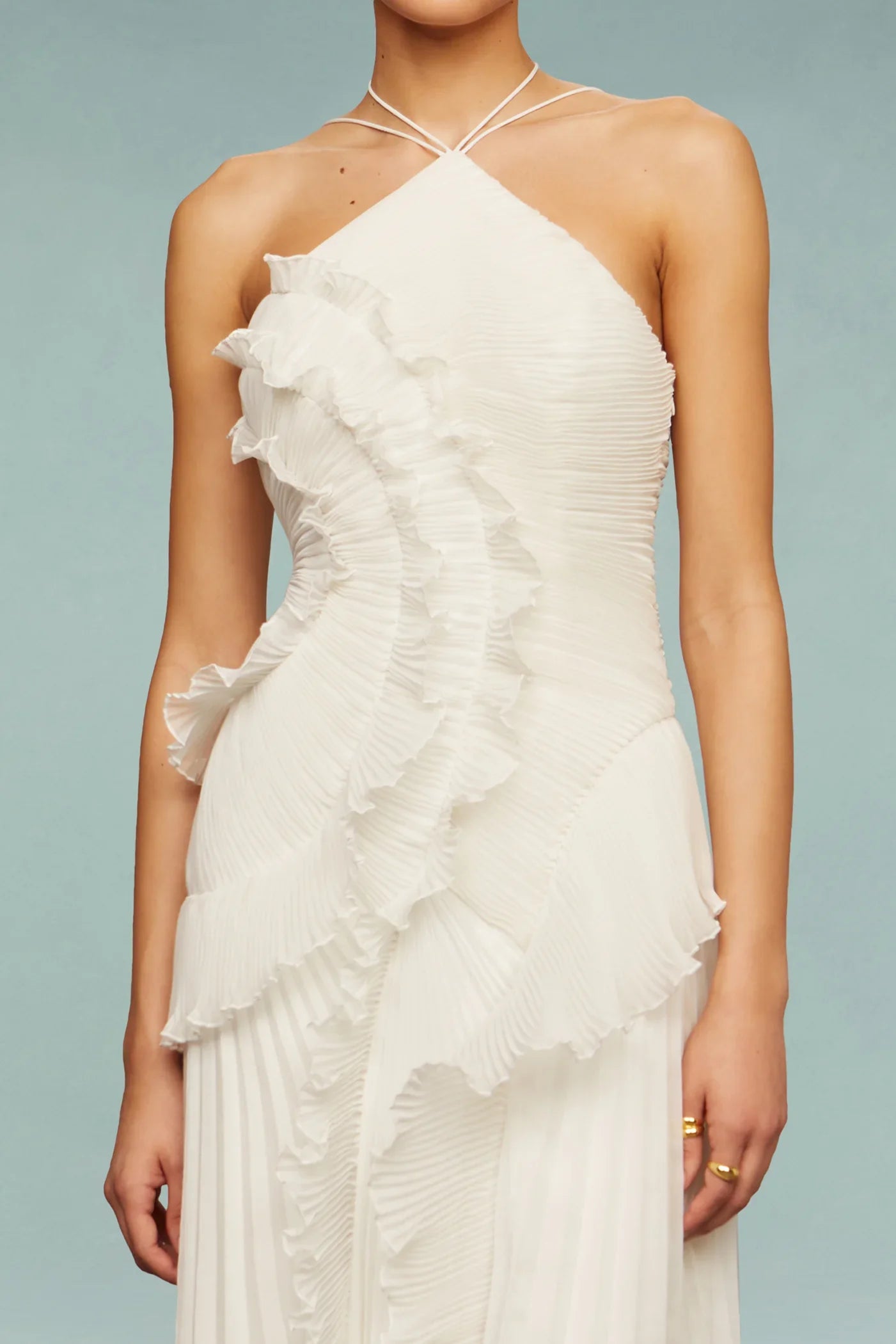 Montarello Ruffle Halter Neck Maxi Dress Wedding Guest