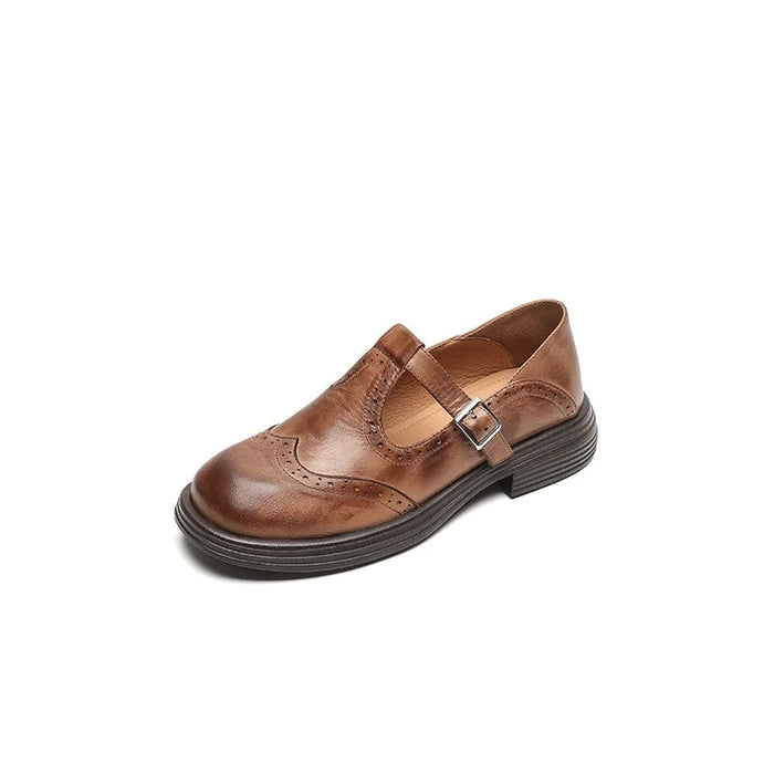Montarello Women's Faux Leather Mary Jane Sandals with Buckle Strap