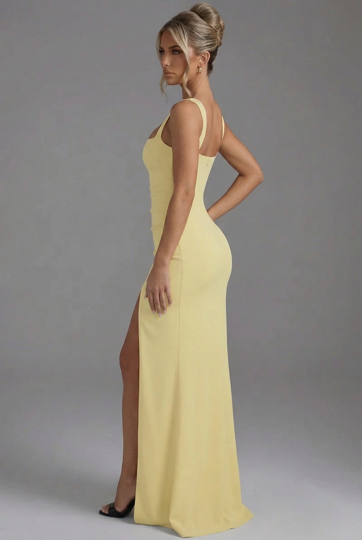 Montarello Women's Bodycon Slip Maxi Dress with Open Back and Side Split