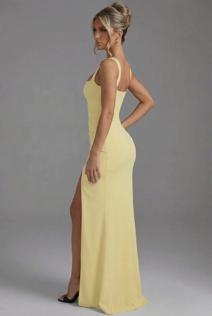 Montarello Women's Bodycon Slip Maxi Dress with Open Back and Side Split