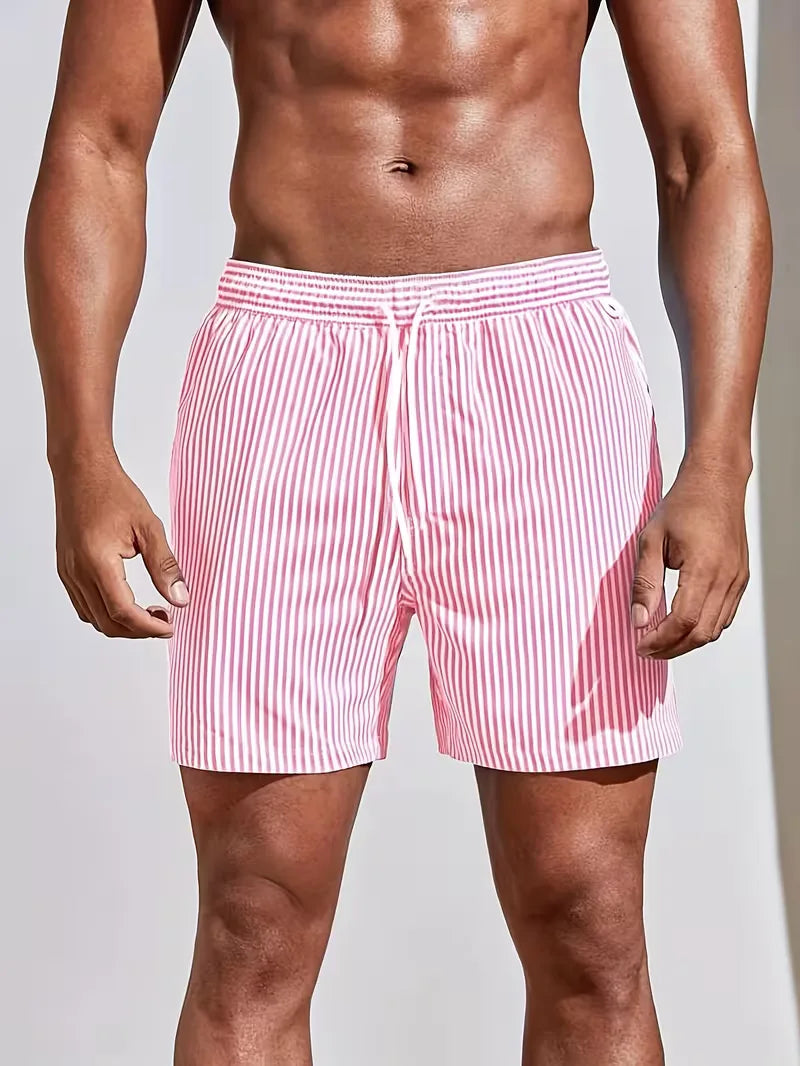 Montarello Men's Striped Quick-Dry Beach Holiday Swim Shorts
